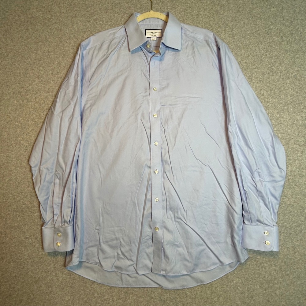 Charles Tyrwhitt Dress Shirt Mens L 16.5/35 Blue Classic Fit Non-Iron Business